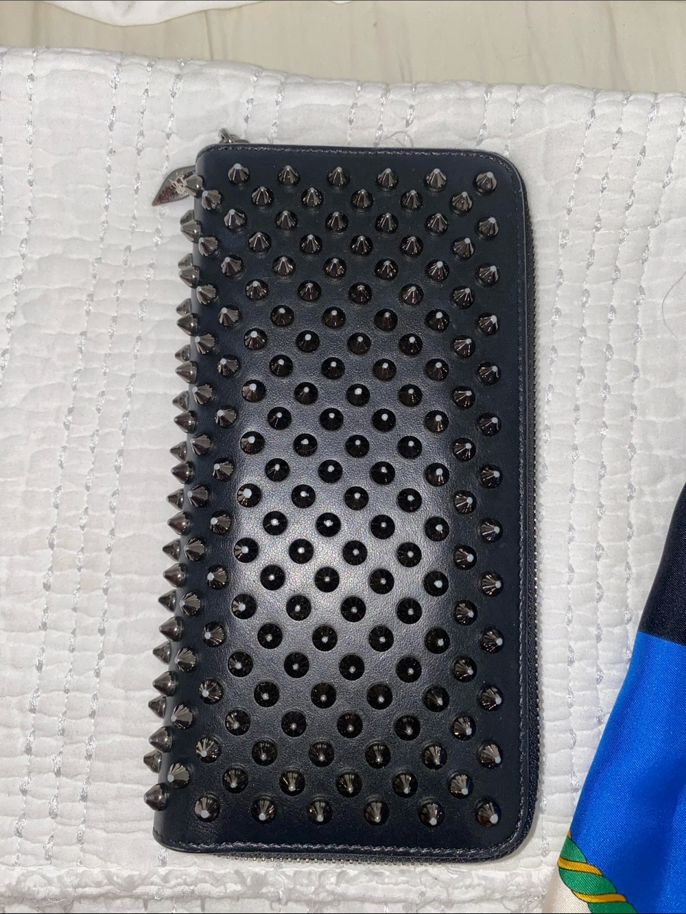 Christian Louboutin black leather studded wallet
